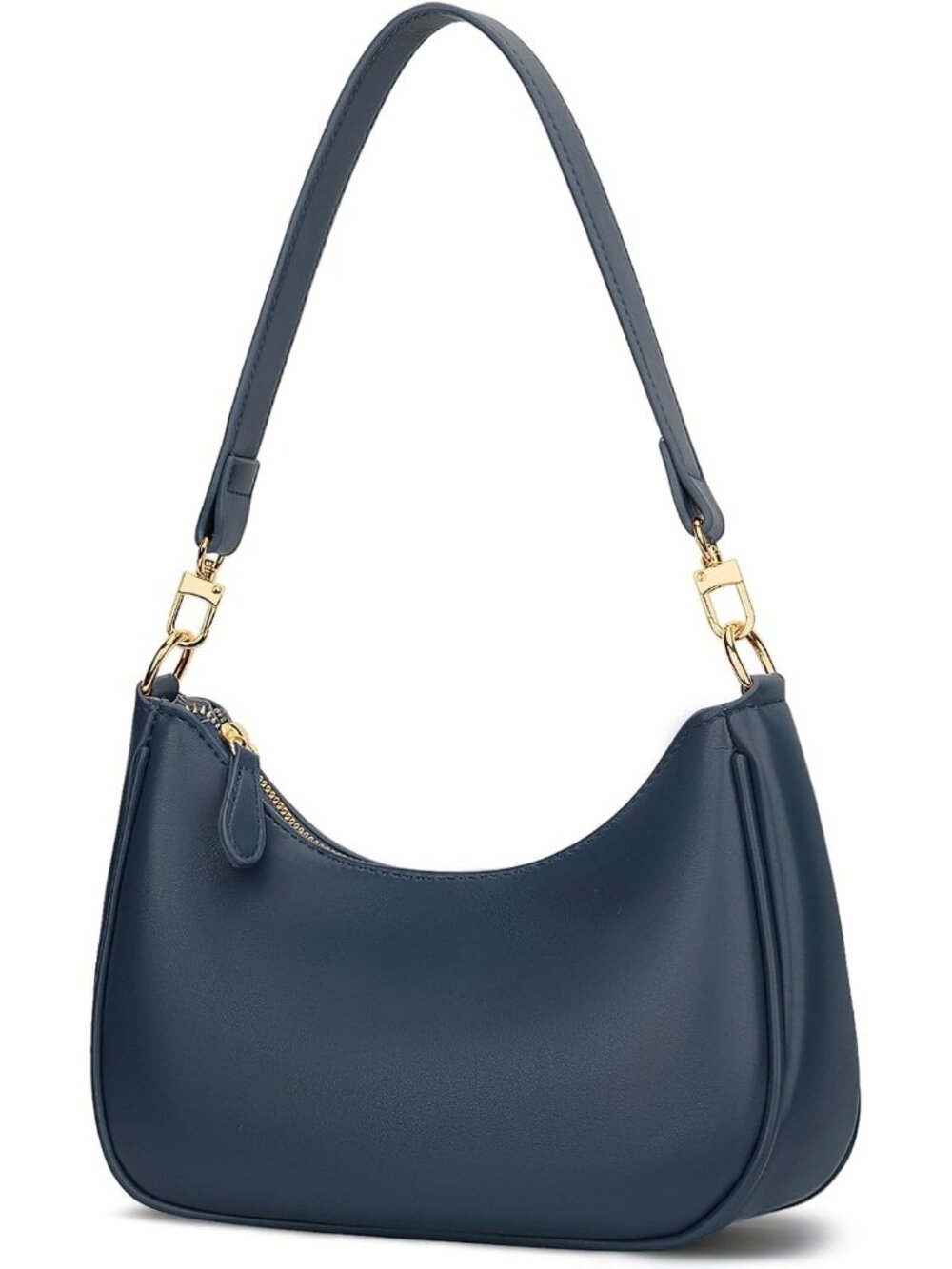 Women's Blue Leather Cute Hobo and Tote Shoulder Bag Retro Clutch With Zipper